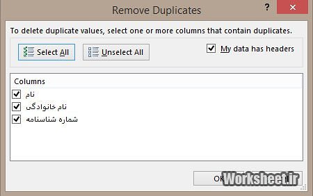 حذف رکوردهای تکراری با ابزار Remove Duplicates