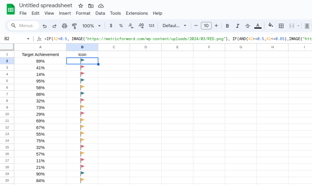 Excel-like Icon sets implemented in Google Shees