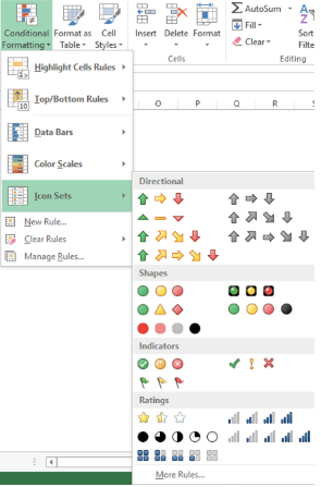 Excel Icon sets